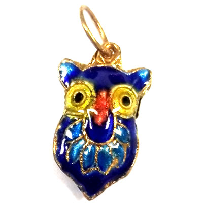 ENAMEL OWL 14X24MM BLUE
